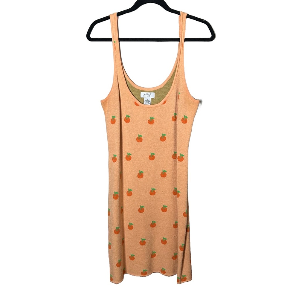 Peach Print Mini Tank Dress - Orange